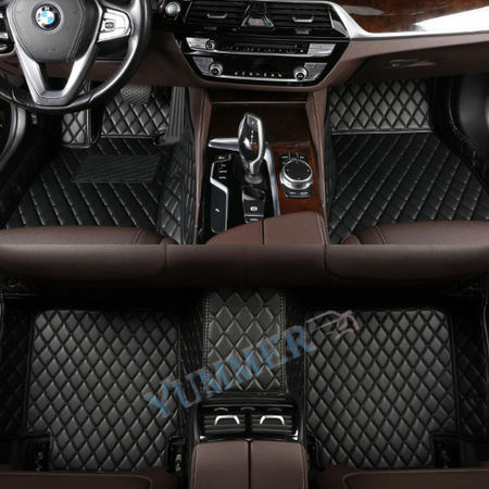 Black and Black Stitching Car Mats Set