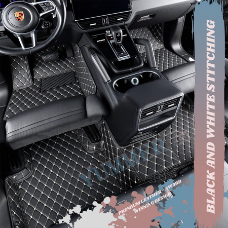 Black and White Stitching Car Mats Set